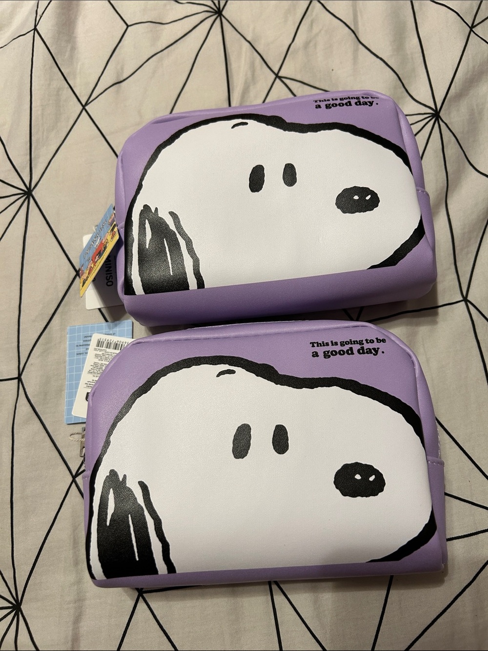 Snoopy Lavender Cosmetic Pouch - Cute Peanuts Makeup Bag